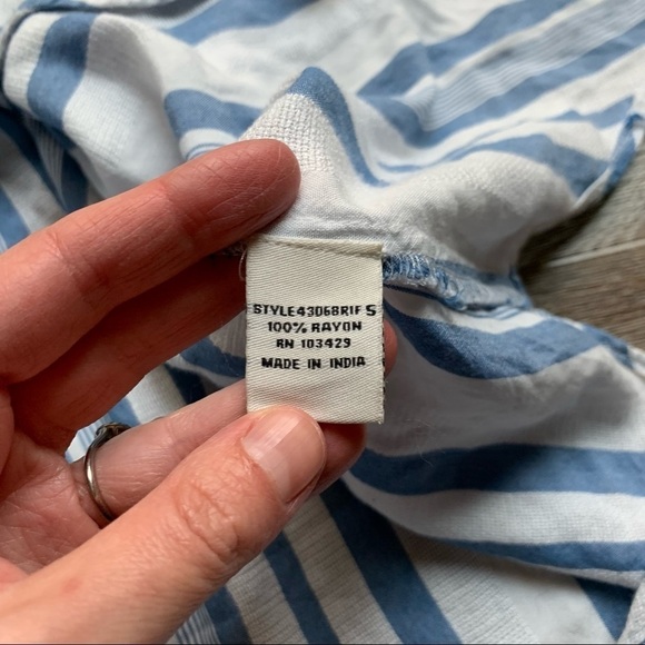 Caffé Marrakesh Striped Button Down Blouse Boho Chic Loose Flowy M - Picture 6 of 9